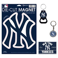 Lot de 4 porte-clés et aimants WinCraft New York Yankees