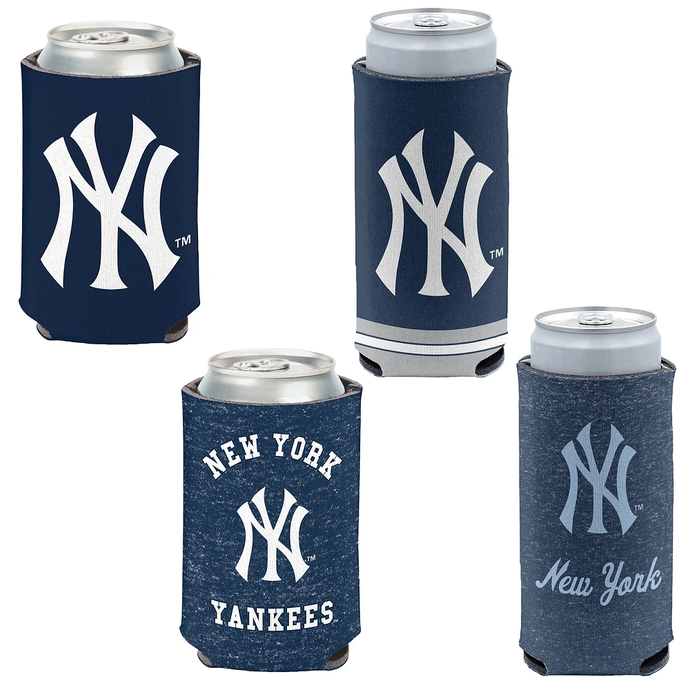 Lot de 4 refroidisseurs de canettes WinCraft New York Yankees Slim et 12 oz