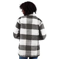 Veste sherpa à fermeture éclair quart de tour carreaux 24/7 G-III 4Her par Carl Banks pour femme, gris, des Yankees New York