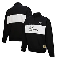 Pull zippé quart de tour noir pour femme Mitchell & Ness New York Yankees Cooperstown Collection