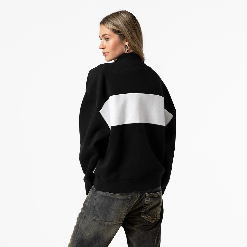 Pull zippé quart de tour noir pour femme Mitchell & Ness New York Yankees Cooperstown Collection