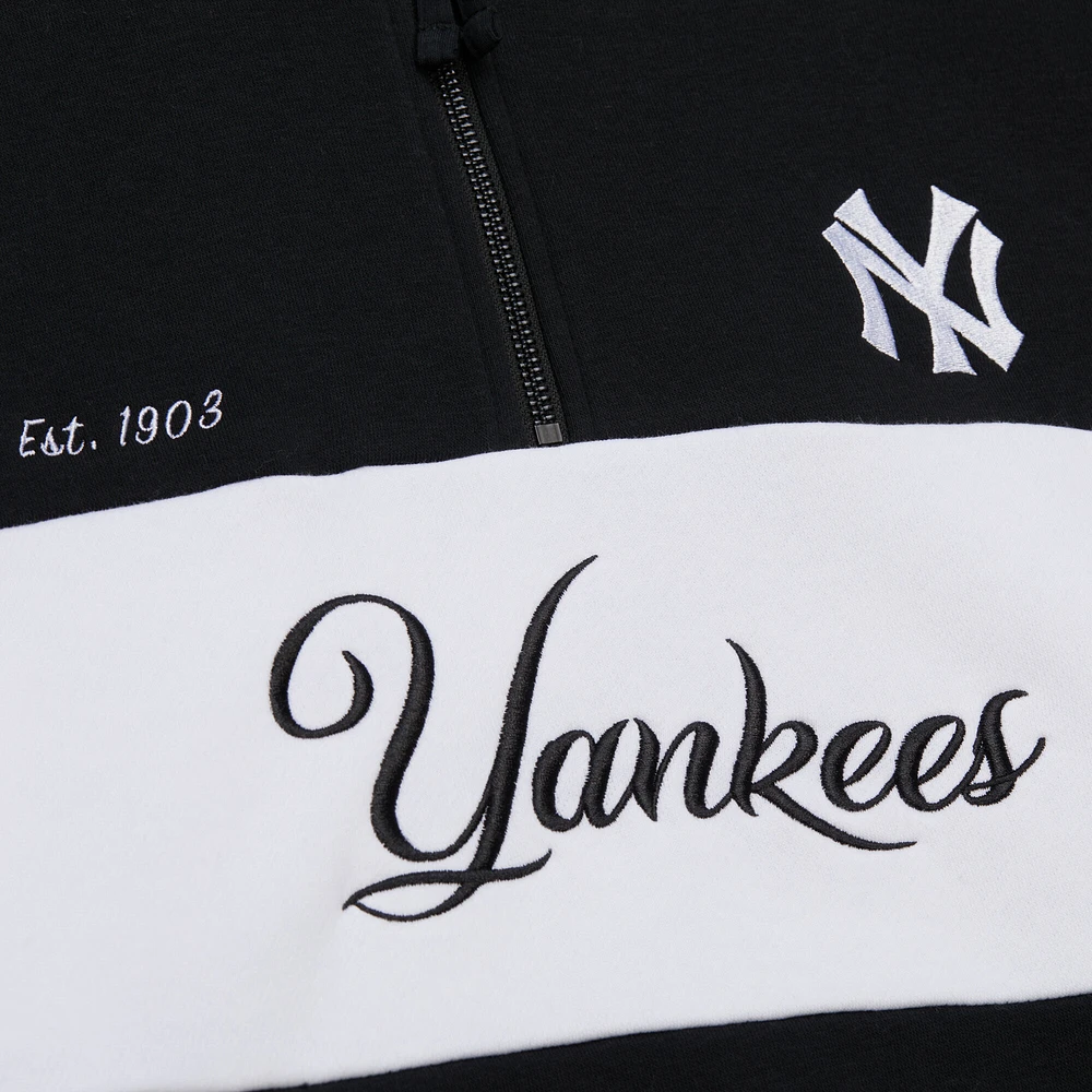 Pull zippé quart de tour noir pour femme Mitchell & Ness New York Yankees Cooperstown Collection