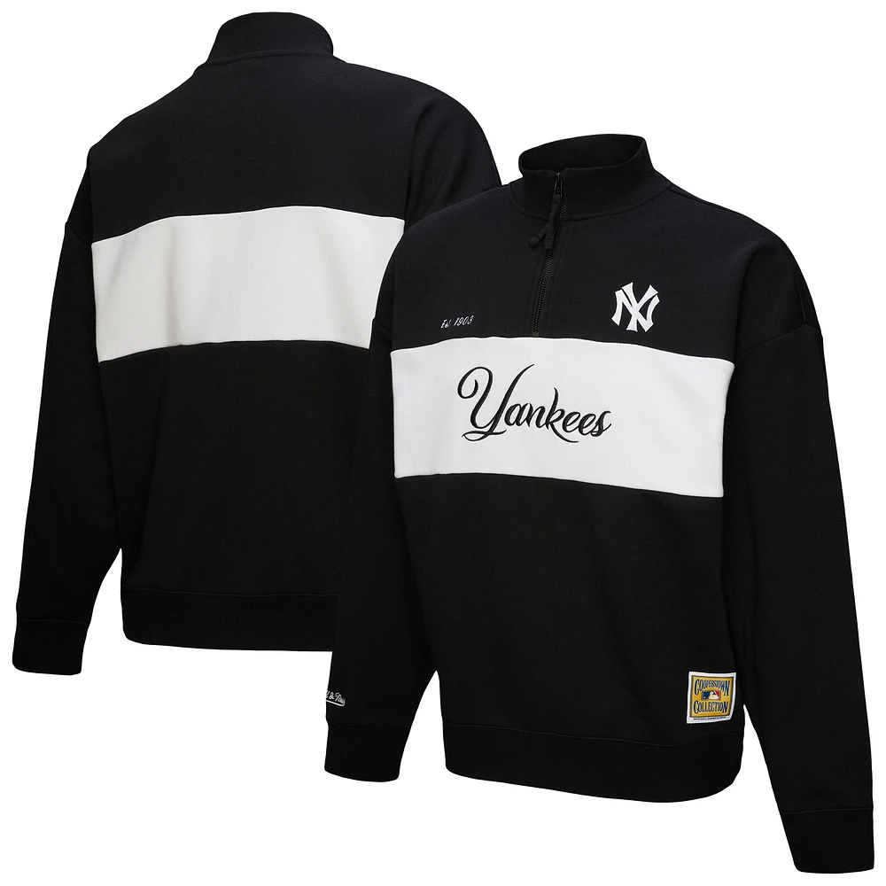 Women's Mitchell & Ness Black New York Yankees Quarter-Zip Pullover Top