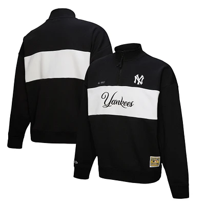 Women's Mitchell & Ness Black New York Yankees Quarter-Zip Pullover Top