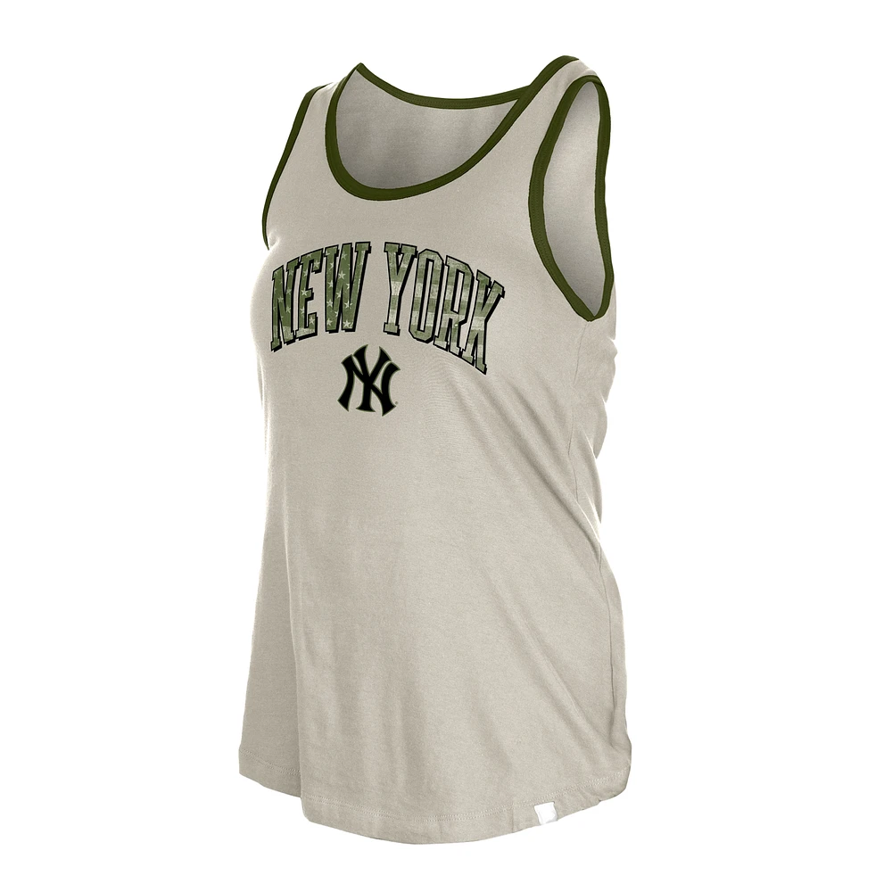 Women's New Era  Cream New York Yankees Armed Forces Tank Top