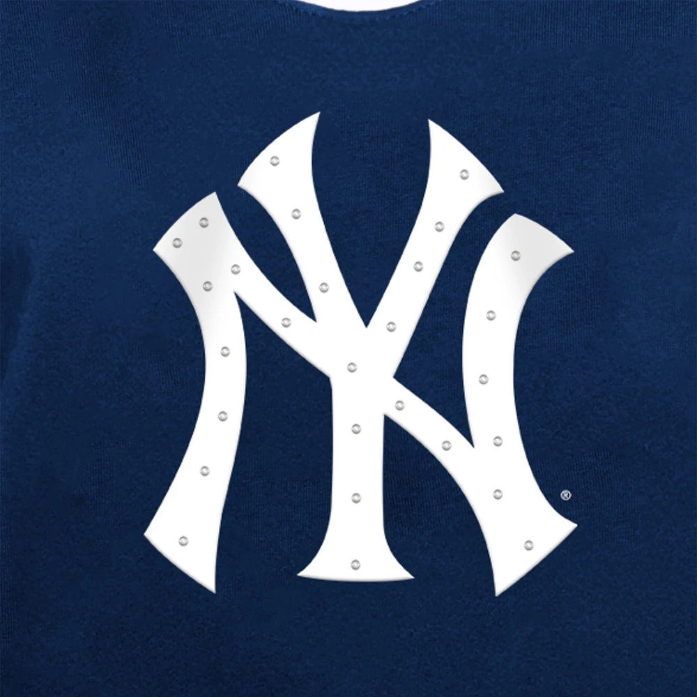 Women's New Era  Navy New York Yankees Game Day Rhinestone V-Neck T-Shirt