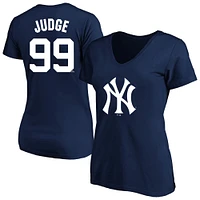 Women's Profile Aaron Judge Navy New York Yankees Plus Name & Number V-Neck T-Shirt