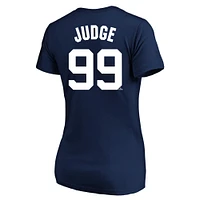 Women's Profile Aaron Judge Navy New York Yankees Plus Name & Number V-Neck T-Shirt