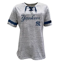 Women's Profile Heather Gray New York Yankees Lace-Up Fleck T-Shirt