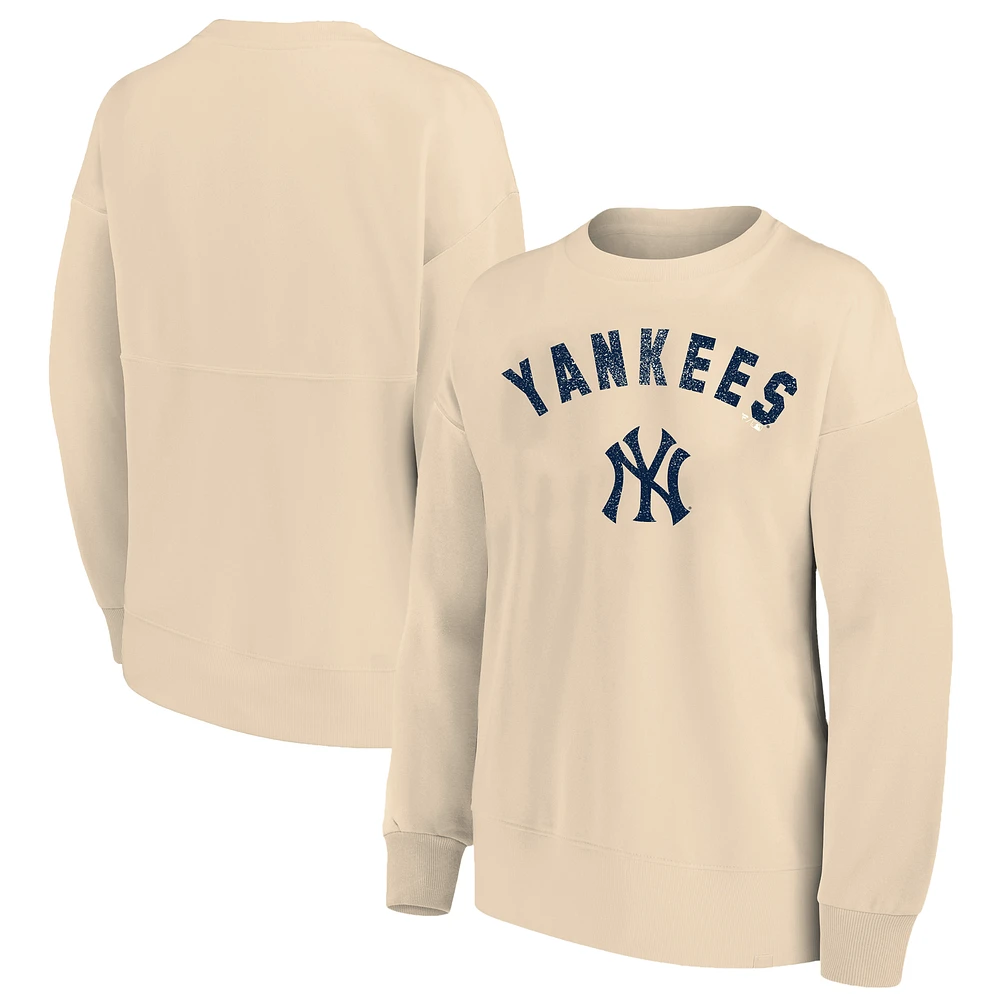 Women's Profile  Oatmeal New York Yankees Plus French Terry Pullover Sweatshirt