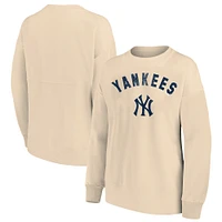 Women's Profile  Oatmeal New York Yankees Plus French Terry Pullover Sweatshirt