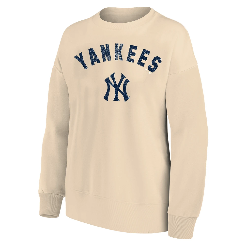Women's Profile  Oatmeal New York Yankees Plus French Terry Pullover Sweatshirt