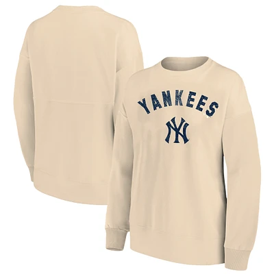 Women's Profile  Oatmeal New York Yankees Plus French Terry Pullover Sweatshirt