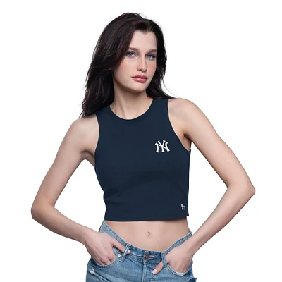 Women's Starter  Navy New York Yankees Show Up Cropped Tank Top