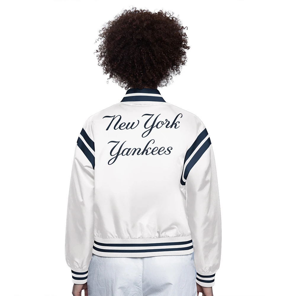 Veste universitaire Starter blanche à boutons-pression pour femme des Yankees de New York