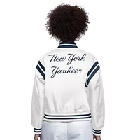 Veste universitaire Starter blanche à boutons-pression pour femme des Yankees de New York