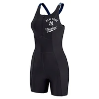 Women's WEAR by Erin Andrews  Black New York Yankees Bodycon Quarter-Zip Romper