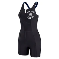 Women's WEAR by Erin Andrews  Black New York Yankees Bodycon Quarter-Zip Romper