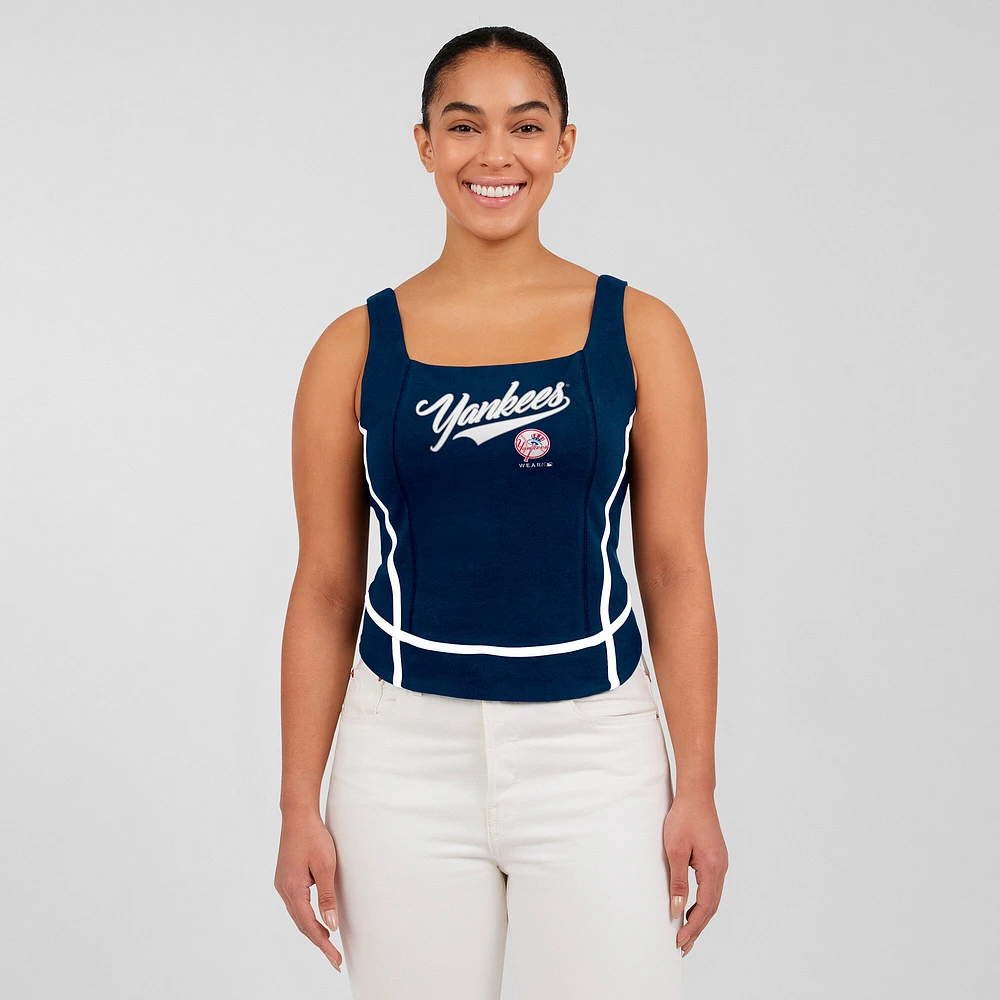 Débardeur à col carré bleu marine des Yankees de New York pour femmes WEAR by Erin Andrews