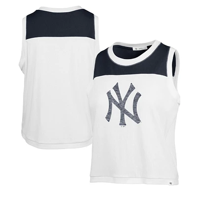 Women's '47 White New York Yankees Premier Zoey Waist Length Tank Top