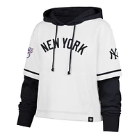 Women's '47 White New York Yankees Trifecta Shortstop Cropped Pullover Hoodie