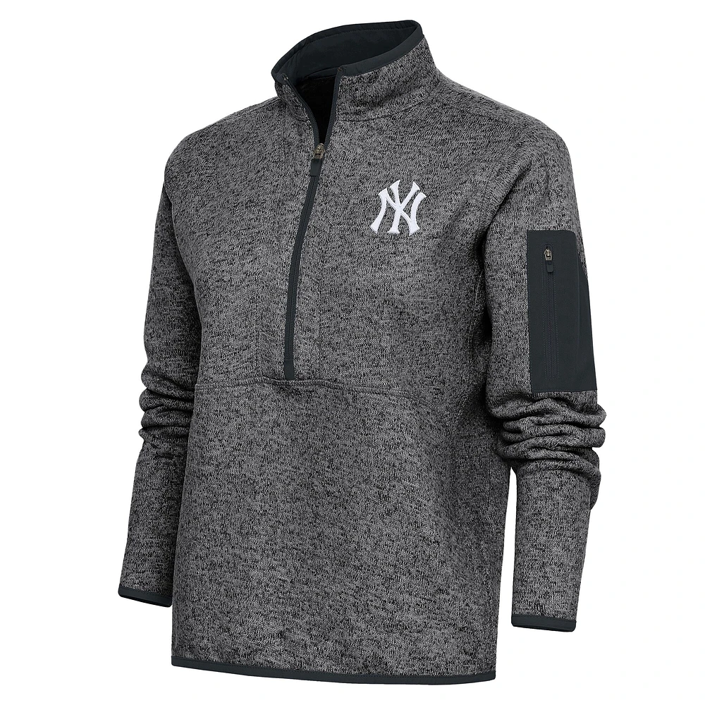 Veste à enfiler zippée quart de tour avec logo Fortune des Yankees New York pour femme, couleur anthracite chiné Antigua