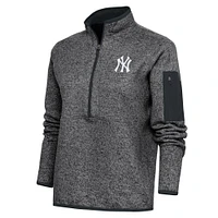 Veste à enfiler zippée quart de tour avec logo Fortune des Yankees New York pour femme, couleur anthracite chiné Antigua