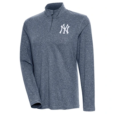 Women's Antigua  Heather Navy New York Yankees Confront Quarter-Zip Pullover Top