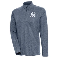 Women's Antigua  Heather Navy New York Yankees Confront Quarter-Zip Pullover Top