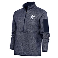 Veste à enfiler zippée quart de tour avec logo Fortune des Yankees New York pour femme, bleu marine chiné Antigua