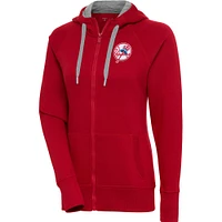 Sweat à capuche entièrement zippé Cooperstown Victory des Yankees de New York pour femme, rouge Antigua