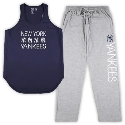 New York Yankees Concepts Sport Women's Plus Meter Tank Top & Pants Sleep Set - Navy/Heather Gray