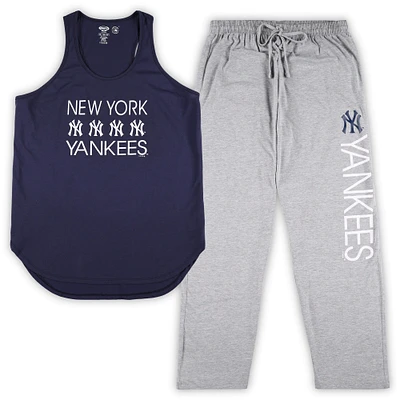 Concepts Sport Femme Bleu marine/gris chiné New York Yankees Plus Meter Tank Top & Pants Sleep Set