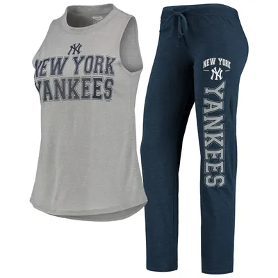 Concepts Sport Women's Navy, Gray New York Yankees Plus Size T-Shirt and Flannel Pants Sleep Set Navy,Gray