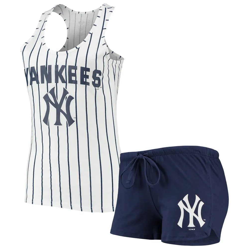 Women's New York Yankees Concepts Sport White Reel Pinstripe Sleep Shorts