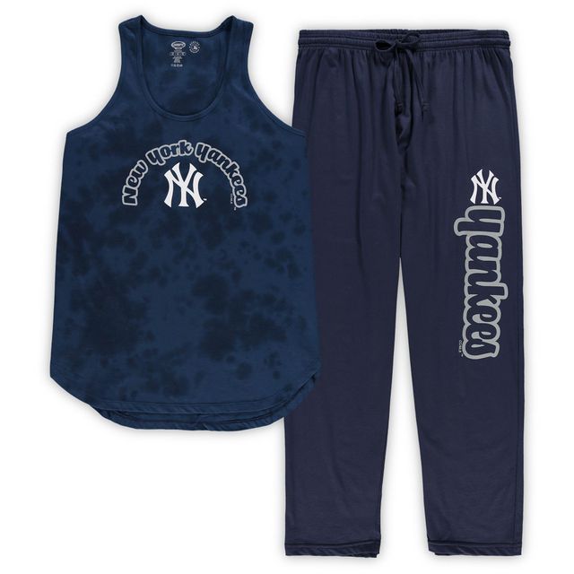 Ensemble de nuit Concepts Sport New York Yankees pour femmes, débardeur et pantalon en jersey grande taille, bleu marine