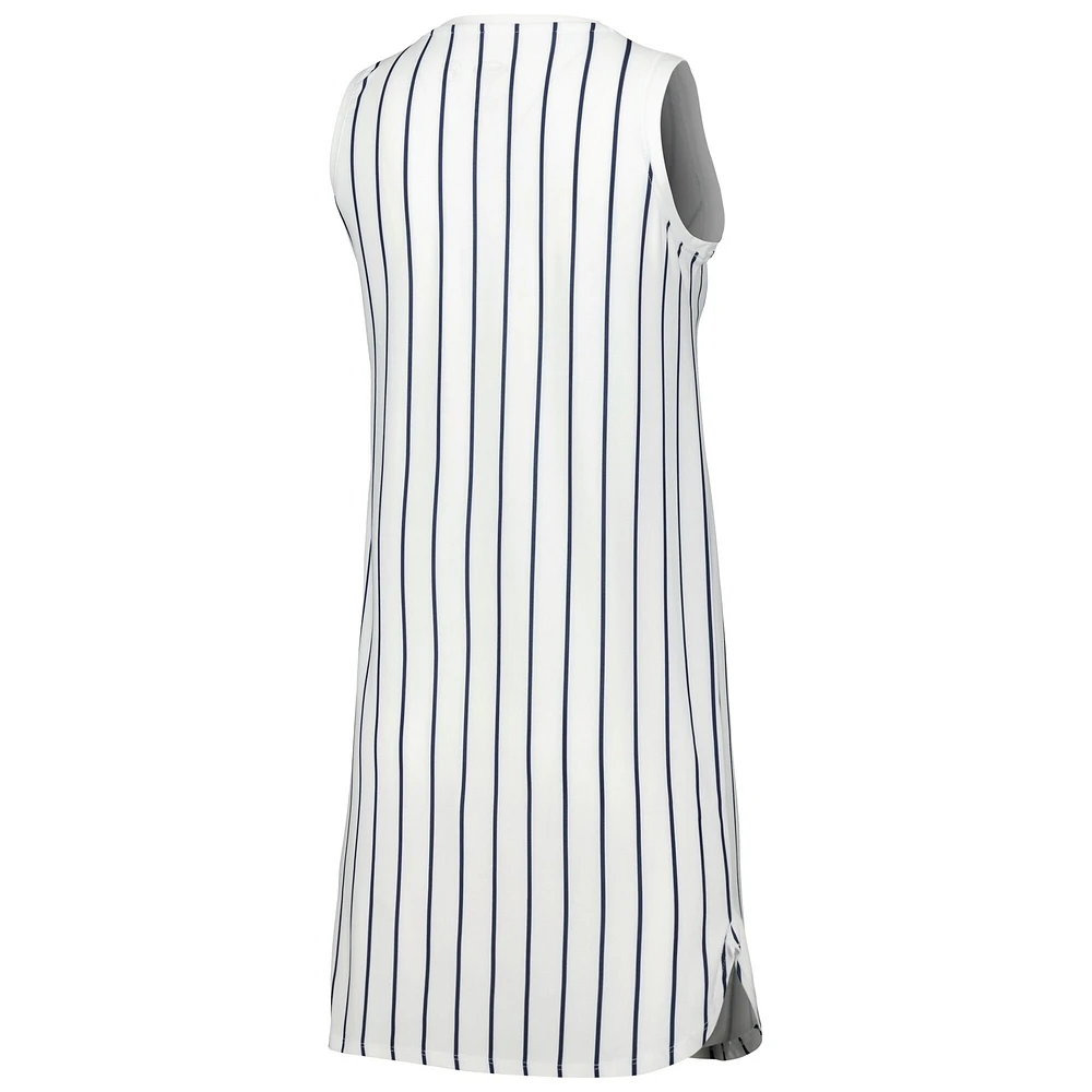 Chemise de nuit sans manches en maille fines rayures Reel Concepts Sport des New York Yankees pour femme, blanc