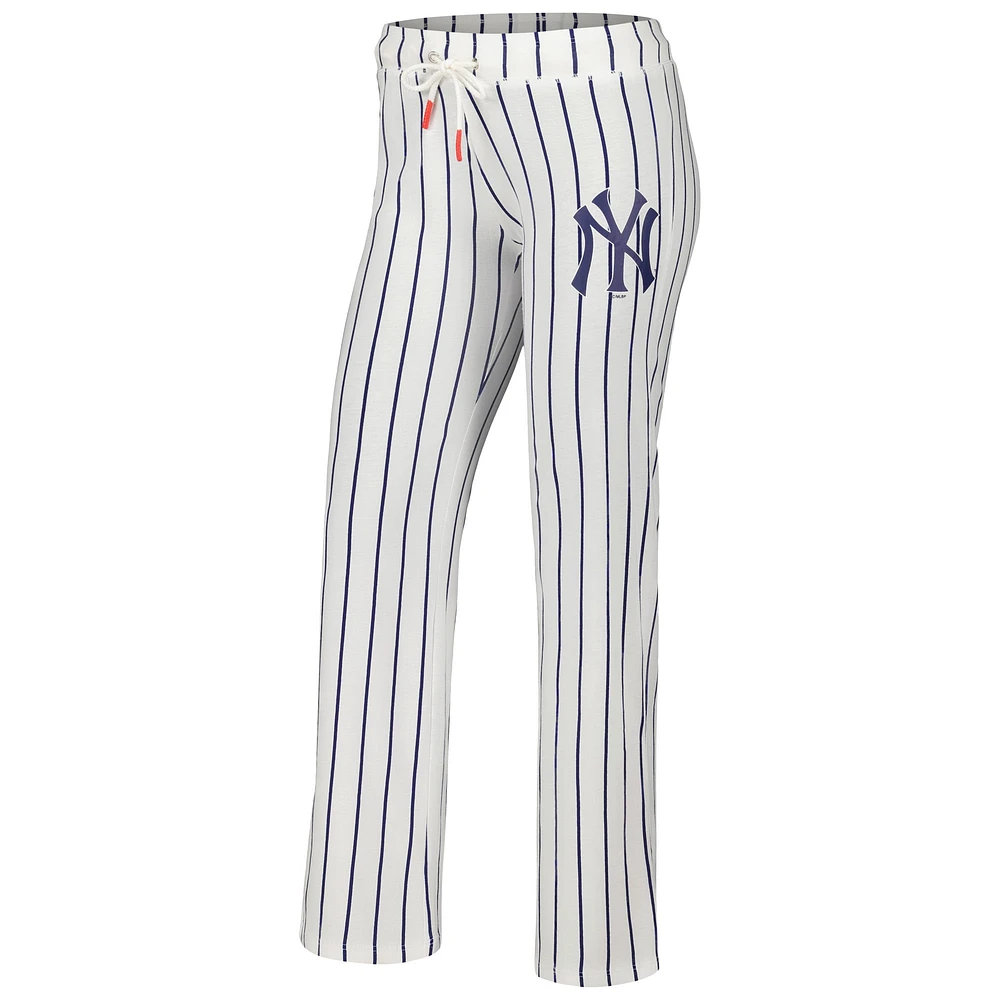 Pantalon de nuit Vigor Pinstripe des New York Yankees Concepts Sport pour femme, blanc