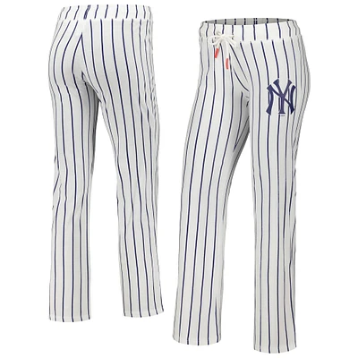 Pantalon de nuit Vigor Pinstripe des New York Yankees Concepts Sport pour femme, blanc