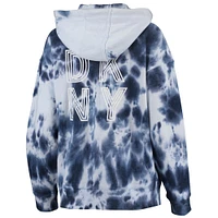 Women's DKNY Sport White/Navy New York Yankees Dakota Tie-Dye Half-Zip Hoodie