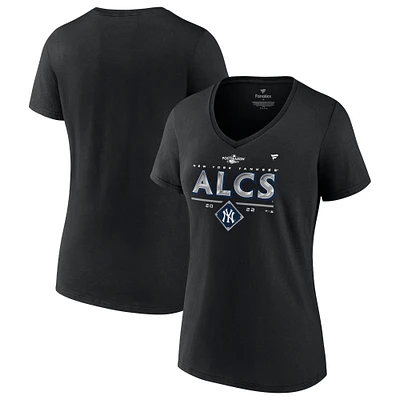 Fanatics pour femmes noir New York Yankees 2022 Division Series Winner Locker Room T-shirt à col en V grande taille