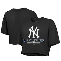 T-shirt court et boxy noir New York Yankees 2024 American League Champions pour femmes