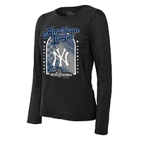 T-shirt à manches longues noir New York Yankees 2024 American League Champions Tri-Blend pour femmes Fanatics