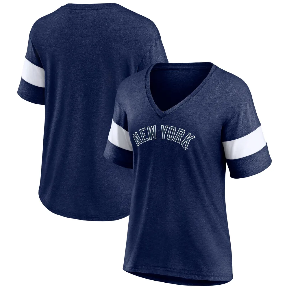 Lids New York Yankees Fanatics Branded Women's Wordmark V-Neck Tri-Blend  T-Shirt - Heathered Navy