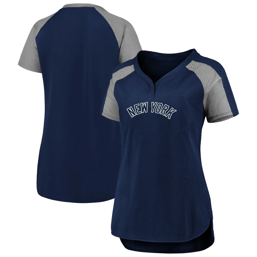 Lids New York Yankees Fanatics Branded Women's Iconic League Diva Raglan V-Neck  T-Shirt - Navy/Gray