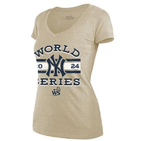 Women's Fanatics Cream New York Yankees 2024 World Series Modest Tri-Blend V-Neck T-Shirt