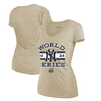 Women's Fanatics Cream New York Yankees 2024 World Series Modest Tri-Blend V-Neck T-Shirt