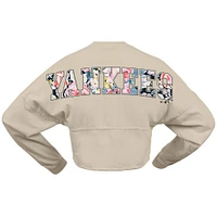 Women's Fanatics  Cream New York Yankees Floral Preppy Cropped Long Sleeve T-Shirt