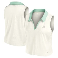 Débardeur col V Studio Wellness pour femme, couleur crème, Fanatics, New York Yankees