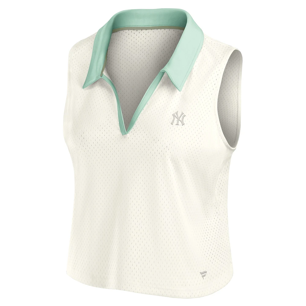Débardeur col V Studio Wellness pour femme, couleur crème, Fanatics, New York Yankees